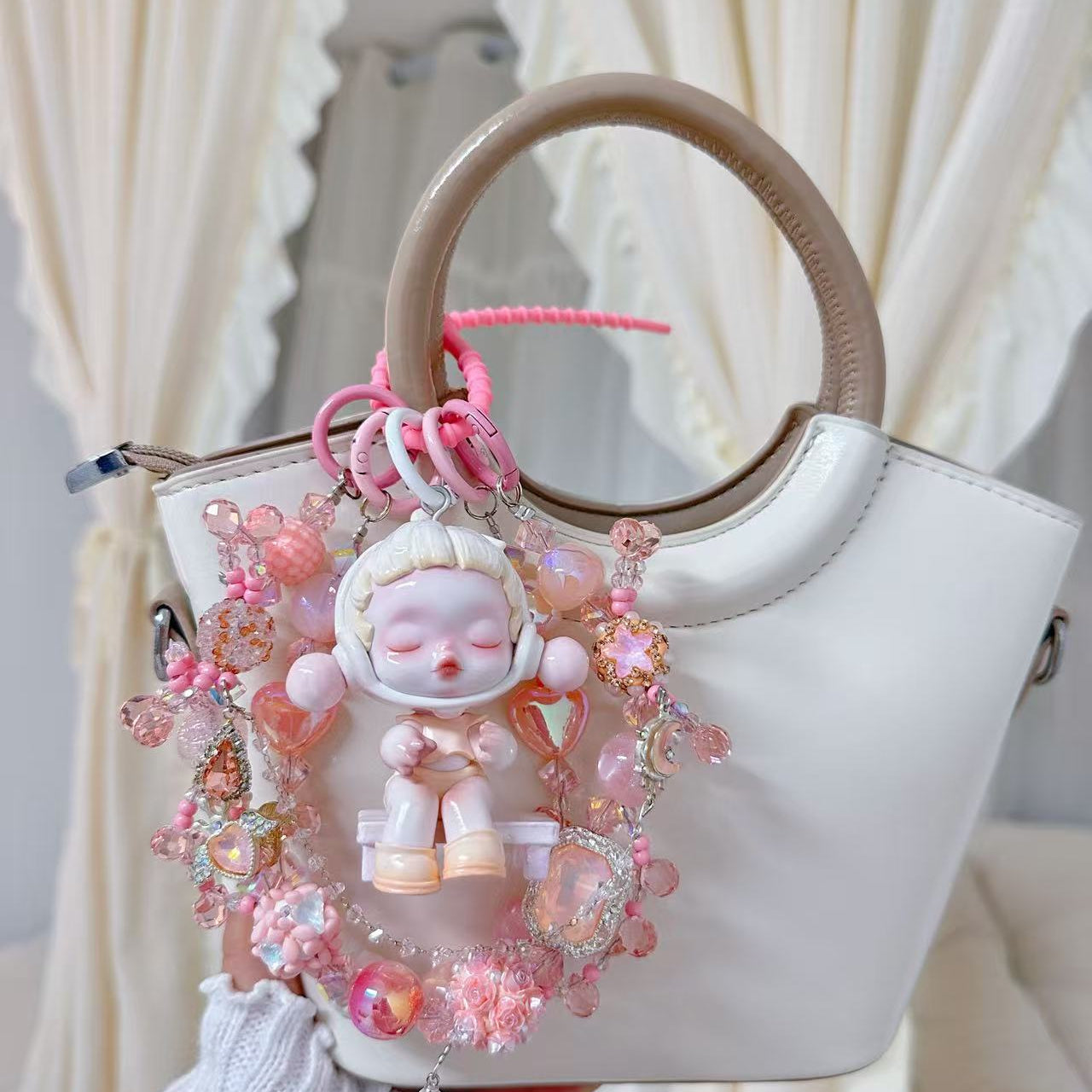 Skullpanda Authentic Doll With DIY Heavy-Crafted Beads Chain