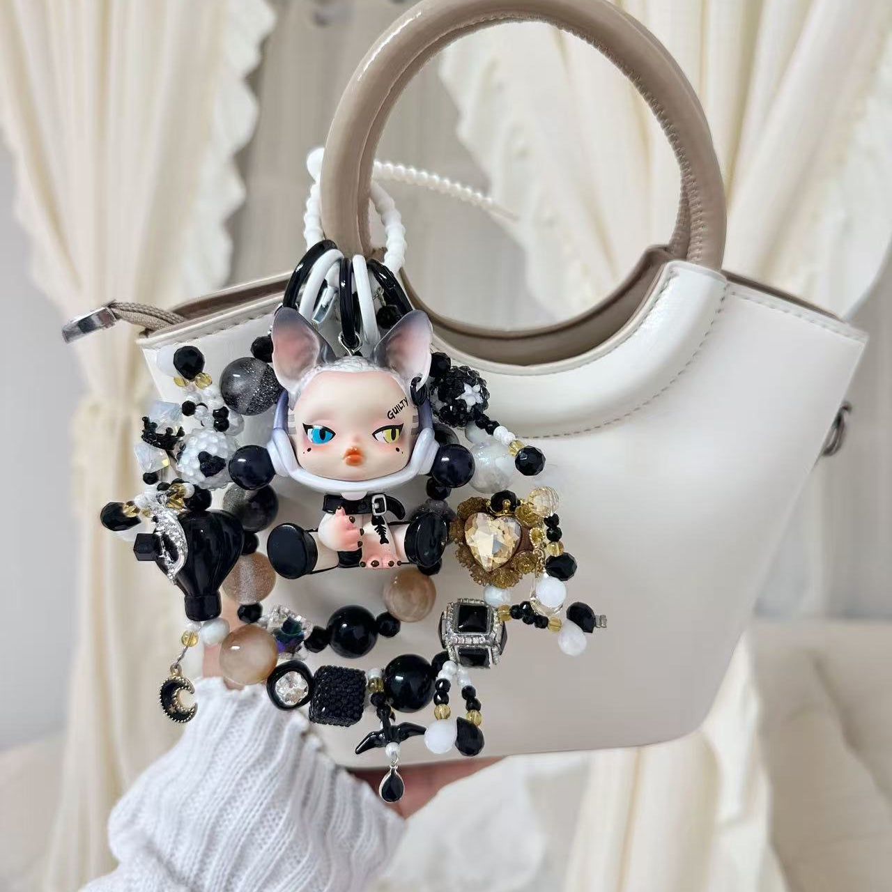 Skullpanda Authentic Doll With DIY Heavy-Crafted Beads Chain