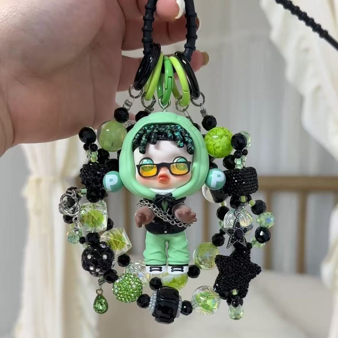Skullpanda Authentic Doll With DIY Heavy-Crafted Beads Chain