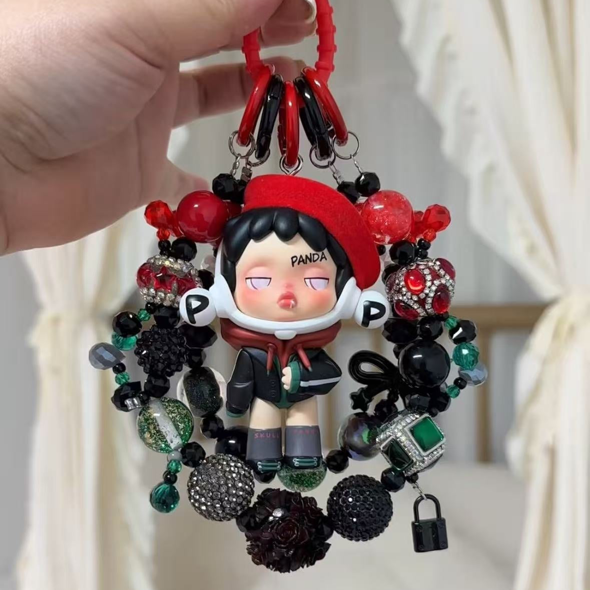 Skullpanda Authentic Doll With DIY Heavy-Crafted Beads Chain