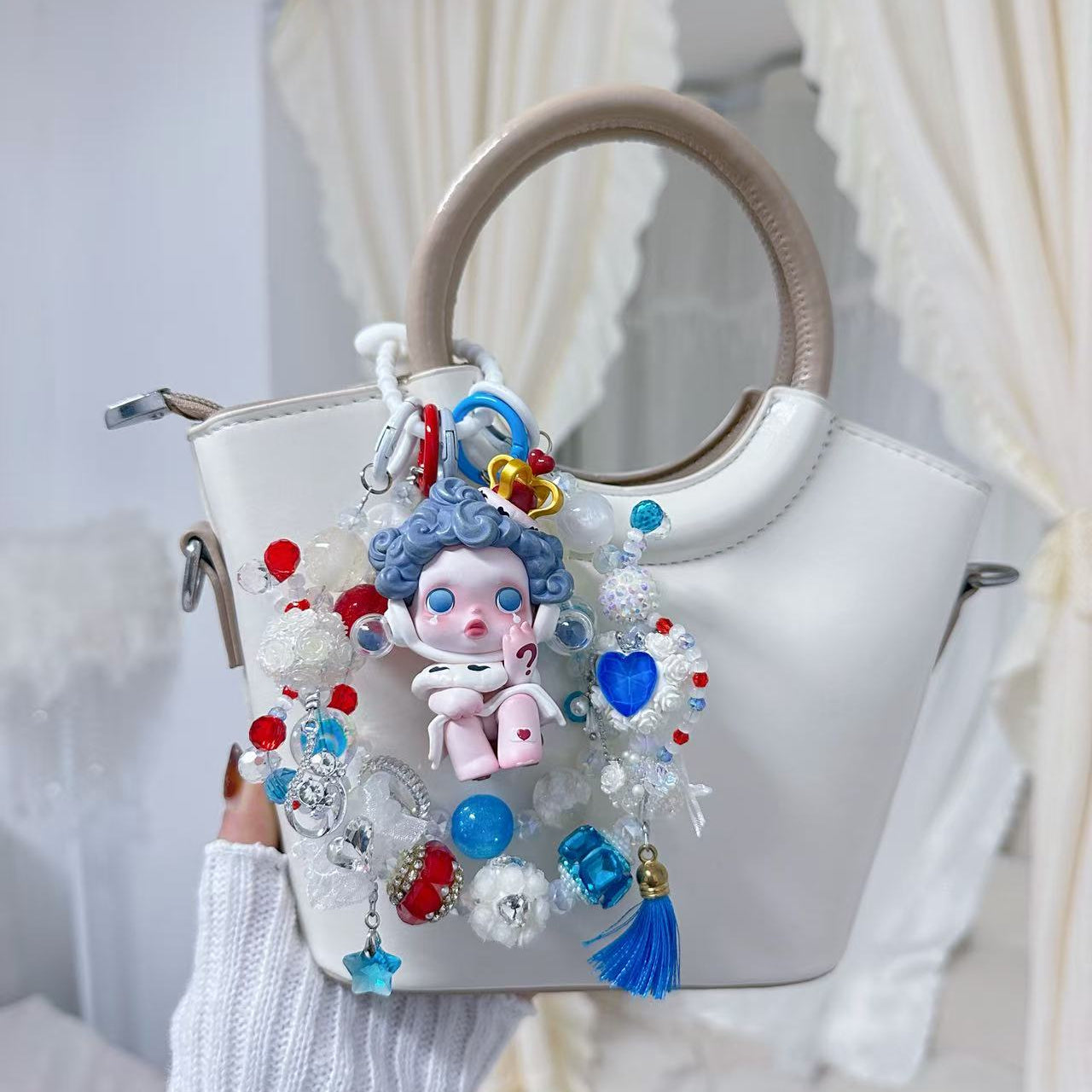 Skullpanda Authentic Doll With DIY Heavy-Crafted Beads Chain