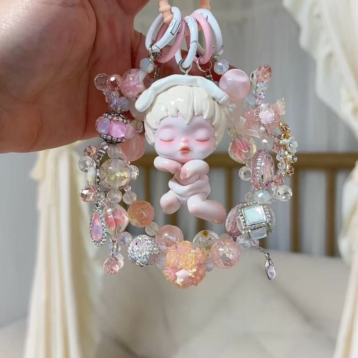 Skullpanda Authentic Doll With DIY Heavy-Crafted Beads Chain