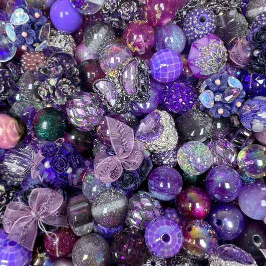 Deep Purple Breeze Mixed 16mm Acrylic/Resin/Glaze/Heavy-Crafted Mix Beads For Key/Bag Charm Car Hanger for DIY Craft Projects