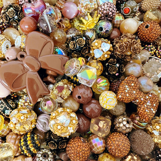 Maillard Brown Mixed 16mm Acrylic/Resin/Glaze/Heavy-Crafted Mix Beads For Key/Bag Charm Car Hanger for DIY Craft Projects