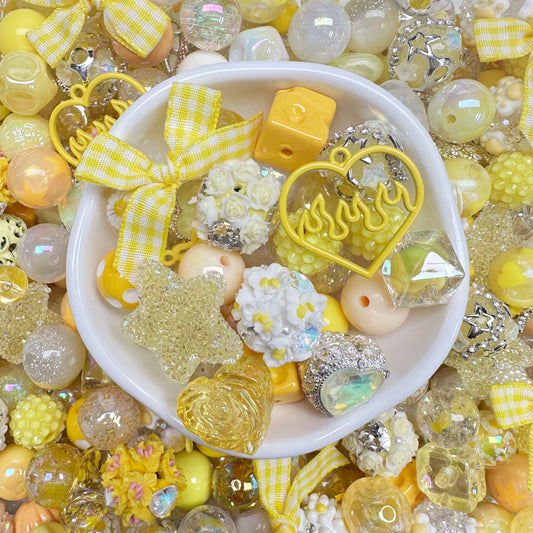 Yellow Wind Wave Mixed 16mm Acrylic/Resin/Glaze/Heavy-Crafted Mix Beads For Key/Bag Charm Car Hanger for DIY Craft Projects