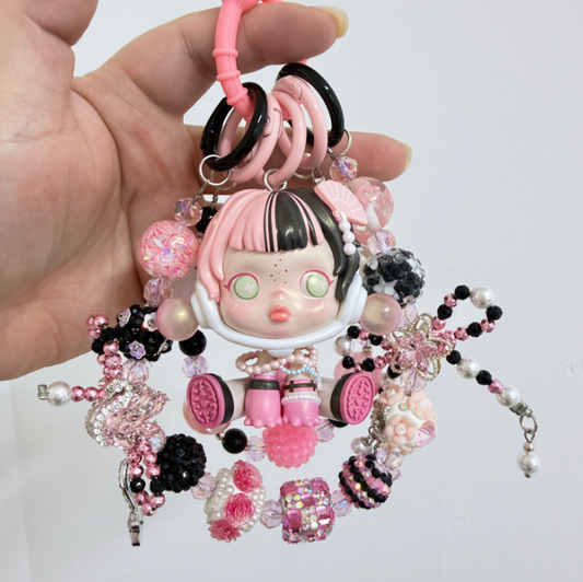 Skullpanda Authentic Doll With DIY Heavy-Crafted Beads Chain