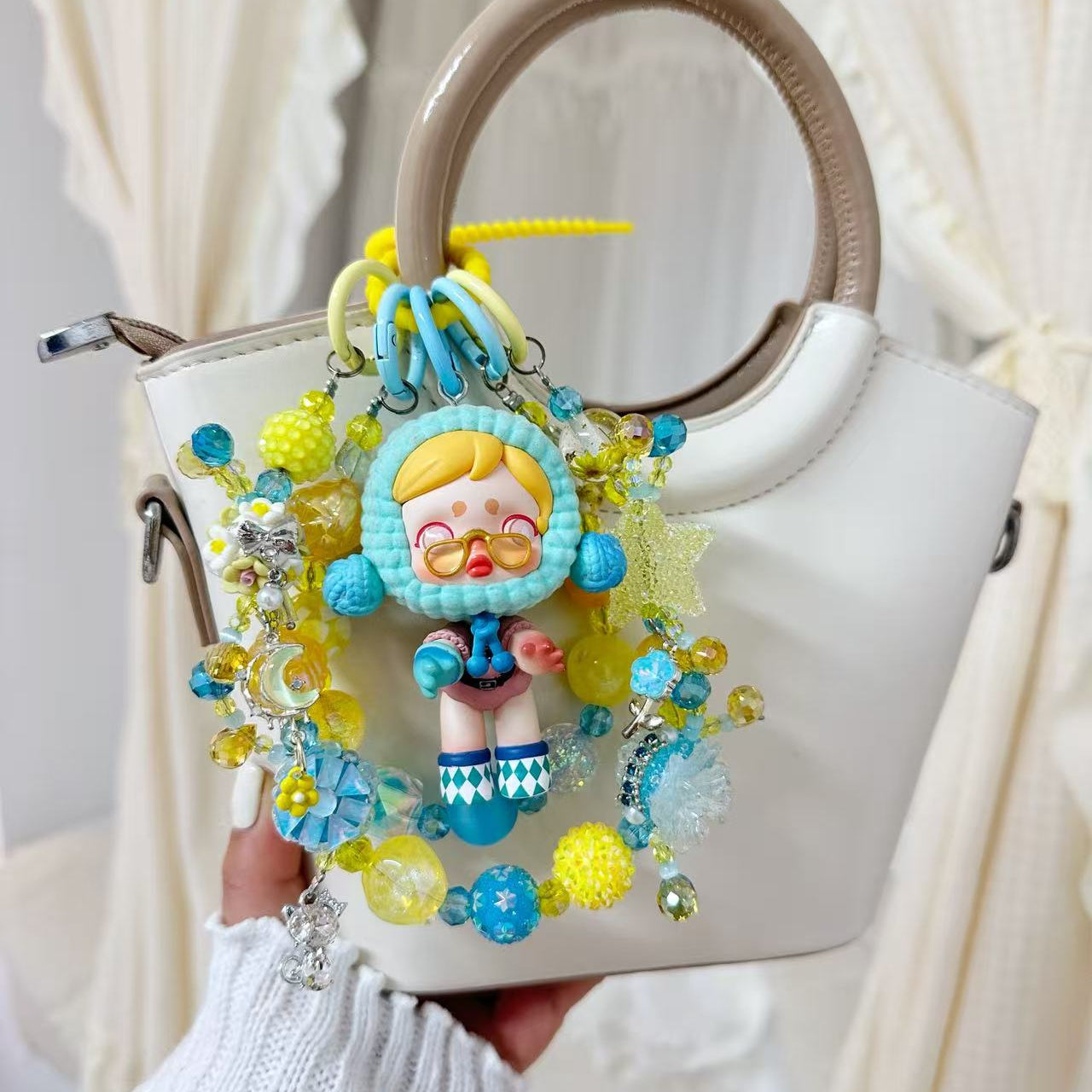 Skullpanda Authentic Doll With DIY Heavy-Crafted Beads Chain