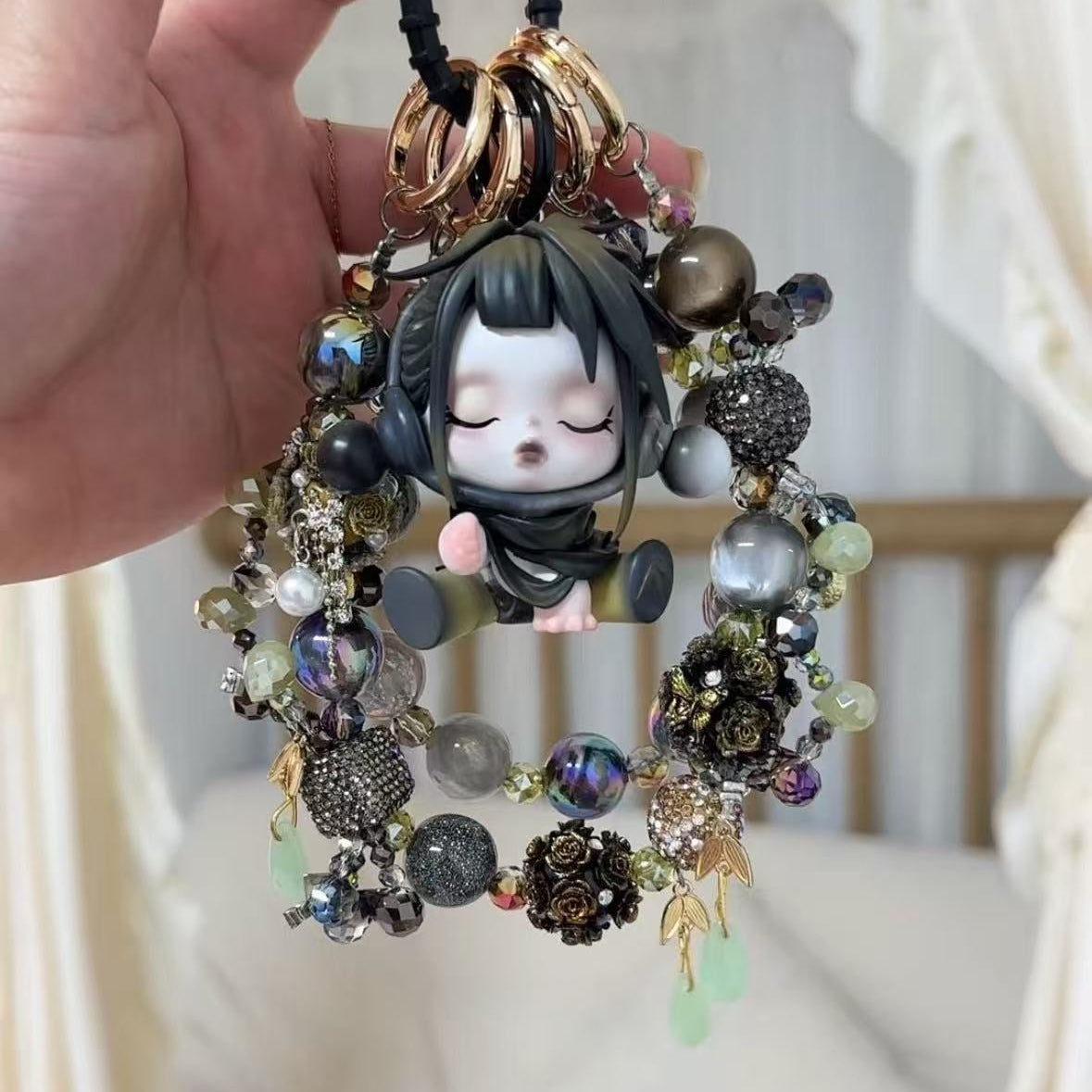 Skullpanda Authentic Doll With DIY Heavy-Crafted Beads Chain
