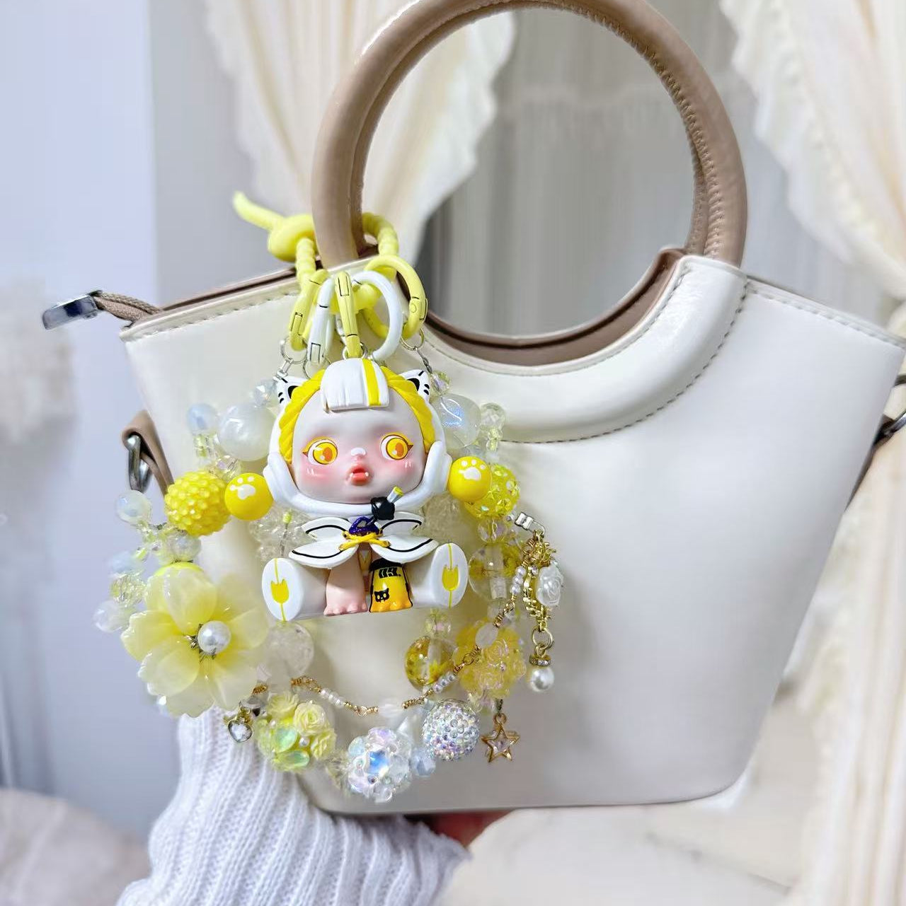 Skullpanda Authentic Doll With DIY Heavy-Crafted Beads Chain
