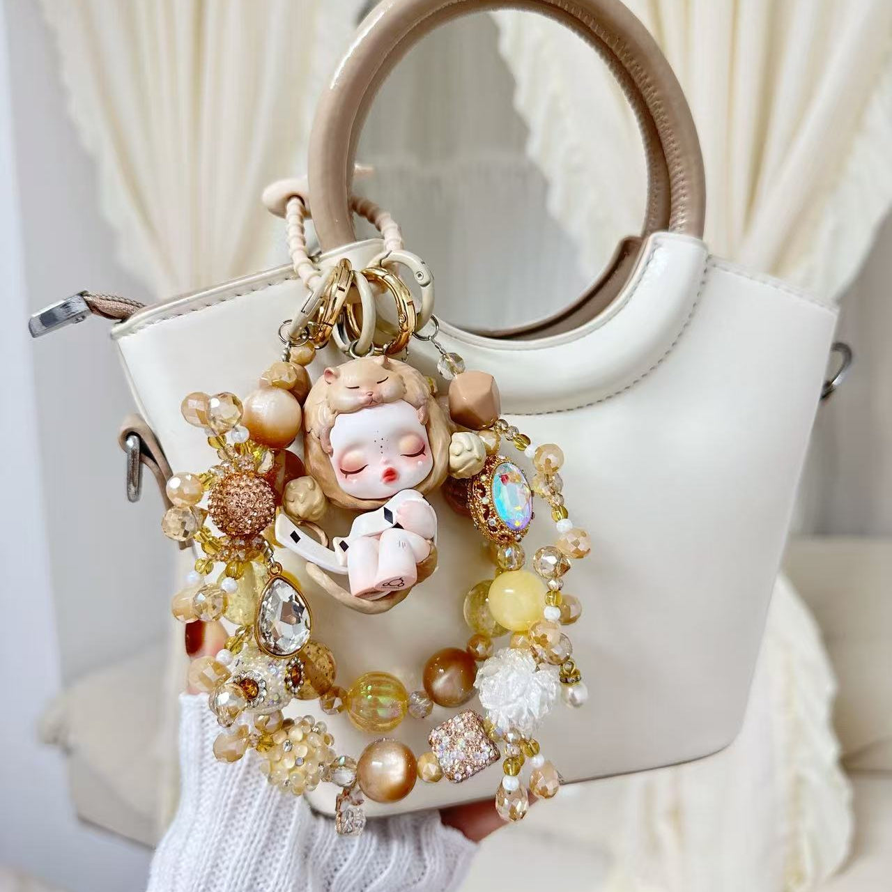 Skullpanda Authentic Doll With DIY Heavy-Crafted Beads Chain
